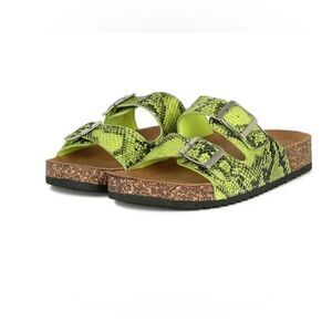 Weeboo Neon Green snake comfort sandal